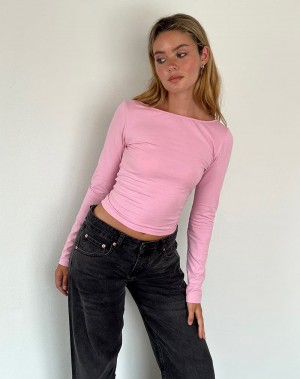 Motel Rocks Amabon Long Sleeve T-shirts Damen Rosa | SRO9092NE