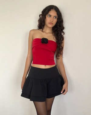 Motel Rocks Astrum Satin Bandeau-Bh Damen Rot Schwarz | EMK4848JY