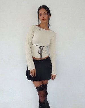 Motel Rocks Awdella Gestrickt Long Sleeve T-shirts Damen Beige | OGS6929KZ