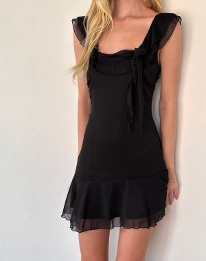 Motel Rocks Binita Minikleid Damen Schwarz | MPO7357WF