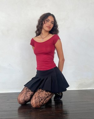 Motel Rocks Charya Off The Shoulder T-shirts Damen Rot | KMD8050VO