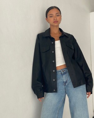 Motel Rocks Colleen Oversized Moto Biker-jacke Damen Schwarz | FZZ7322SJ