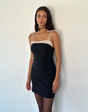 Motel Rocks Daruka Minikleid Damen Schwarz | QDV9292ZX