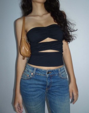 Motel Rocks Dayu Crop Bandeau-Bh Damen Schwarz | EWR7747XA