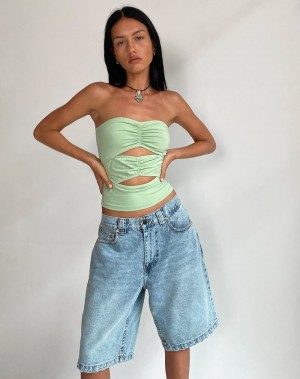 Motel Rocks Dayu Crop Bandeau-Bh Damen Silber Grün | BQF246NS