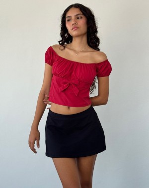 Motel Rocks Endah Bardot T-shirts Damen Rot | WFL4694EX