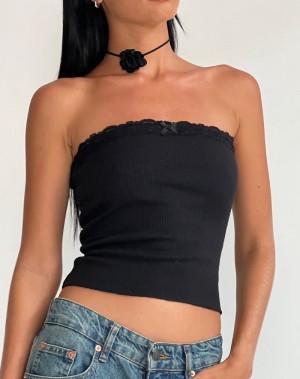 Motel Rocks Ernie Rib Bandeau-Bh Damen Schwarz | QUM533BM