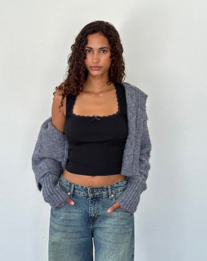 Motel Rocks Jinila Weste Damen Schwarz | ODN8496WI