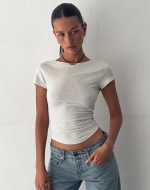 Motel Rocks Jojes Jersey Tee T-shirts Damen Weiß | OPL3619MR