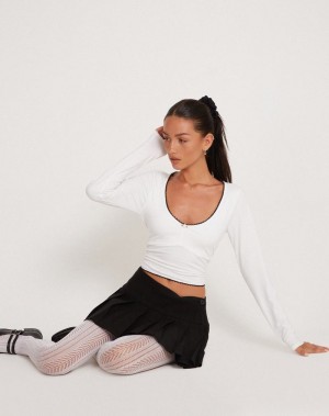 Motel Rocks Junie Ballet Long Sleeve T-shirts Damen Weiß | HCO5262JP