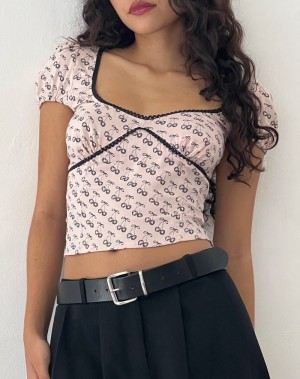 Motel Rocks Laz T-shirts Damen Rosa | JMD147DD
