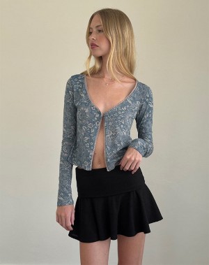 Motel Rocks Libby Cardigan T-shirts Damen Blau | DQN6155BQ