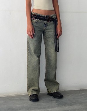 Motel Rocks Low Rise Parallel Jeans Damen Blau | QIV4061XD