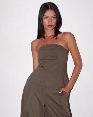 Motel Rocks Mairi Longline Bandeau-Bh Damen Grau Braun | VCG2151VH