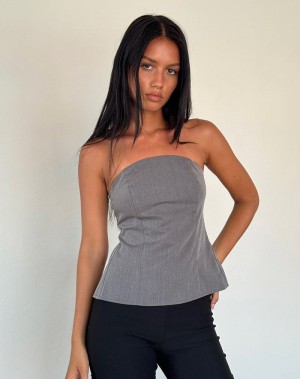 Motel Rocks Mairi Longline Bandeau-Bh Damen Grau | LBV9290JQ