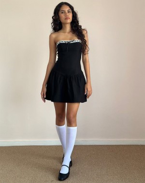 Motel Rocks Manisha Minikleid Damen Schwarz Weiß | CWK2679TF
