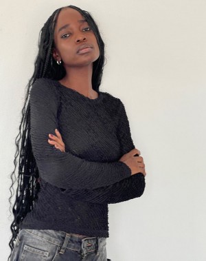 Motel Rocks Maya Long Sleeve T-shirts Damen Schwarz | APC7460VU