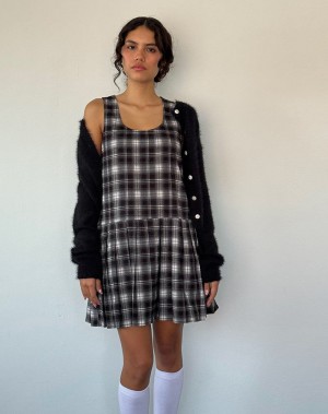 Motel Rocks Namaya Minikleid Damen Schwarz Weiß | XDT8484PC