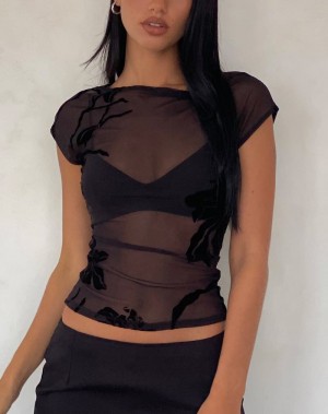 Motel Rocks Nova T-shirts Damen Schwarz | ILJ6480ET