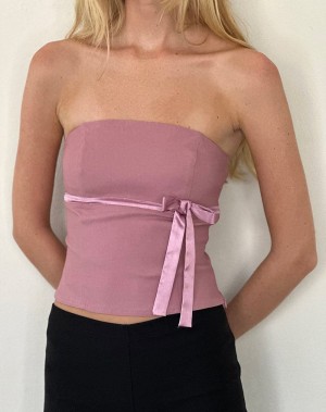 Motel Rocks Novita Bow Detail Bandeau-Bh Damen Rosa | NAD1338MF
