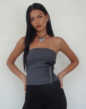 Motel Rocks Novita Bow Detail Bandeau-Bh Damen Grau | FHE1334ZG