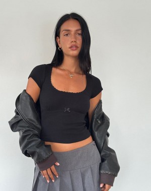 Motel Rocks Rada T-shirts Damen Schwarz | ACI7264MF