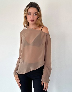 Motel Rocks Riot Bluse Damen Hellbraun | YIM4986MO