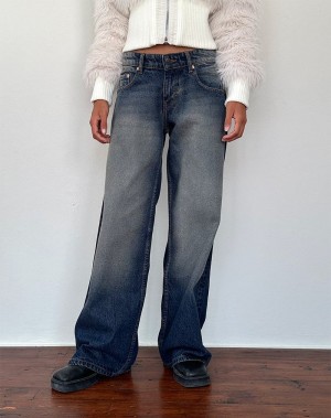 Motel Rocks Roomy Extra Weite Low Rise Jeans Damen Dunkelblau | QWD2714TU