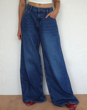 Motel Rocks Roomy Oversized Low Rise Jeans Damen Blau | HST8929FR