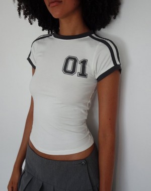 Motel Rocks Salda Sportliche Tee T-shirts Damen Weiß | ULS6721QF