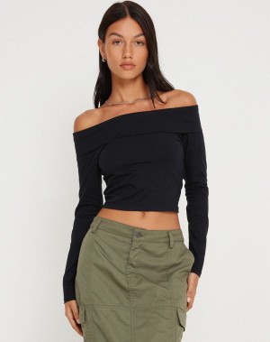 Motel Rocks Sarina T-shirts Damen Schwarz | DNL2686UI