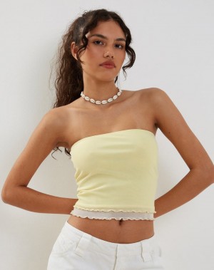 Motel Rocks Seka Mesh Bandeau-Bh Damen Gelb | MQF8991PT