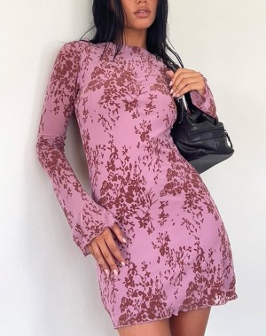 Motel Rocks Sevila Long Sleeve Minikleid Damen Lila | DTI9440ZF