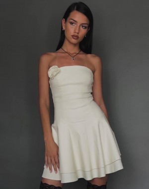 Motel Rocks Striata Minikleid Damen Weiß Weiß | ZCQ7626QC