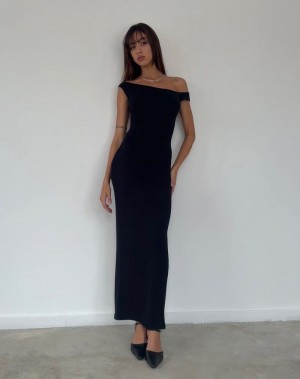 Motel Rocks Tehyun Maxikleid Damen Schwarz | WLL5537ZE