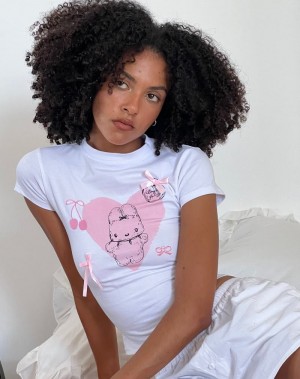Motel Rocks Tiona Cropped Tee T-shirts Damen Weiß | RBD689AN