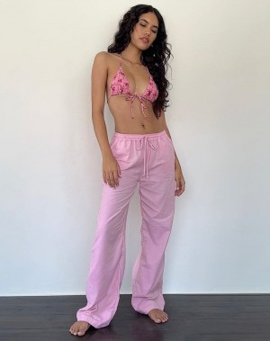 Motel Rocks Wasic Weite Leg Linen Hosen Damen Rosa | UDU9536QL