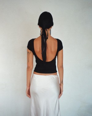 Motel Rocks Xareni Ruched Backless T-shirts Damen Schwarz | IVJ5652IZ