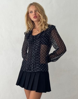 Motel Rocks Zinnia Bluse Damen Schwarz | UKL535QX
