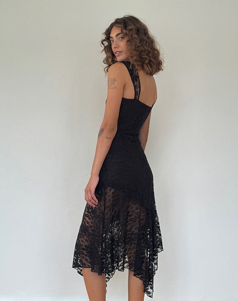 Motel Rocks Adeliza Asymmetric Midi-kleid Damen Schwarz | KPU373QD