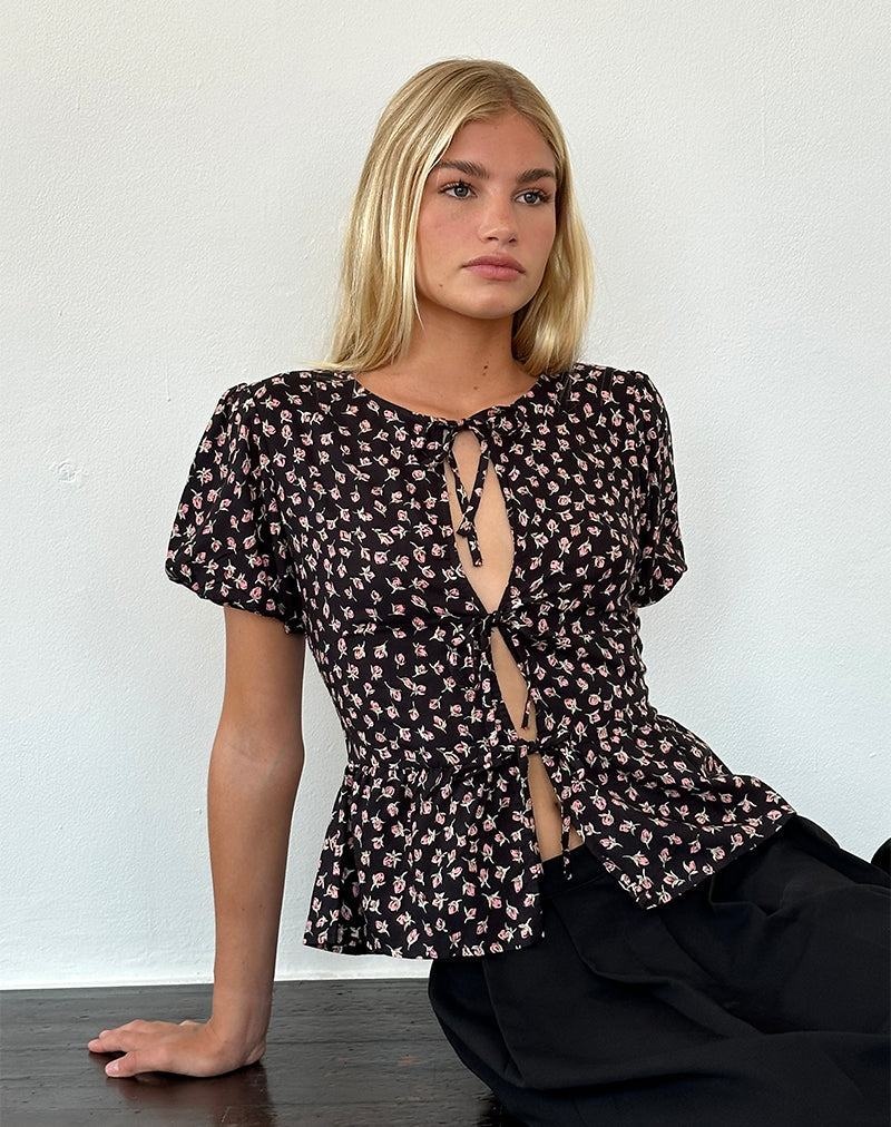 Motel Rocks Ajasi Bluse Damen Rot Rosa Schwarz | LBR691DB
