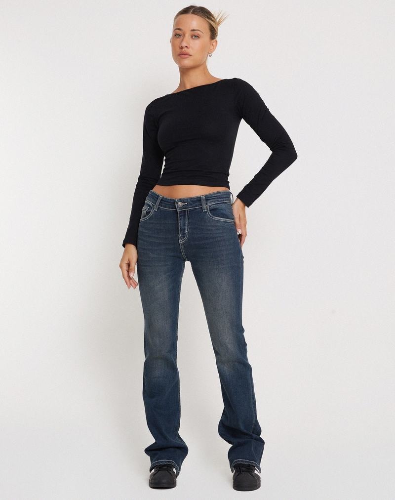 Motel Rocks Amabon Long Sleeve Kurz Geschnittene Oberteile Damen Schwarz | YAC9382AW