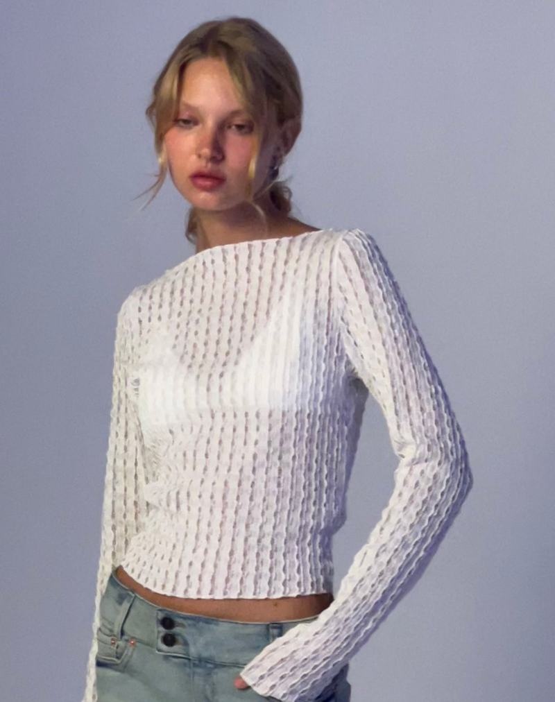 Motel Rocks Angela Long Sleeve T-shirts Damen Weiß | TIN6367EH