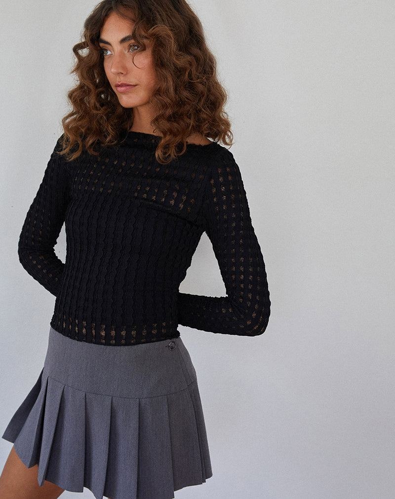 Motel Rocks Angela Long Sleeve T-shirts Damen Schwarz | SYB7741ZI