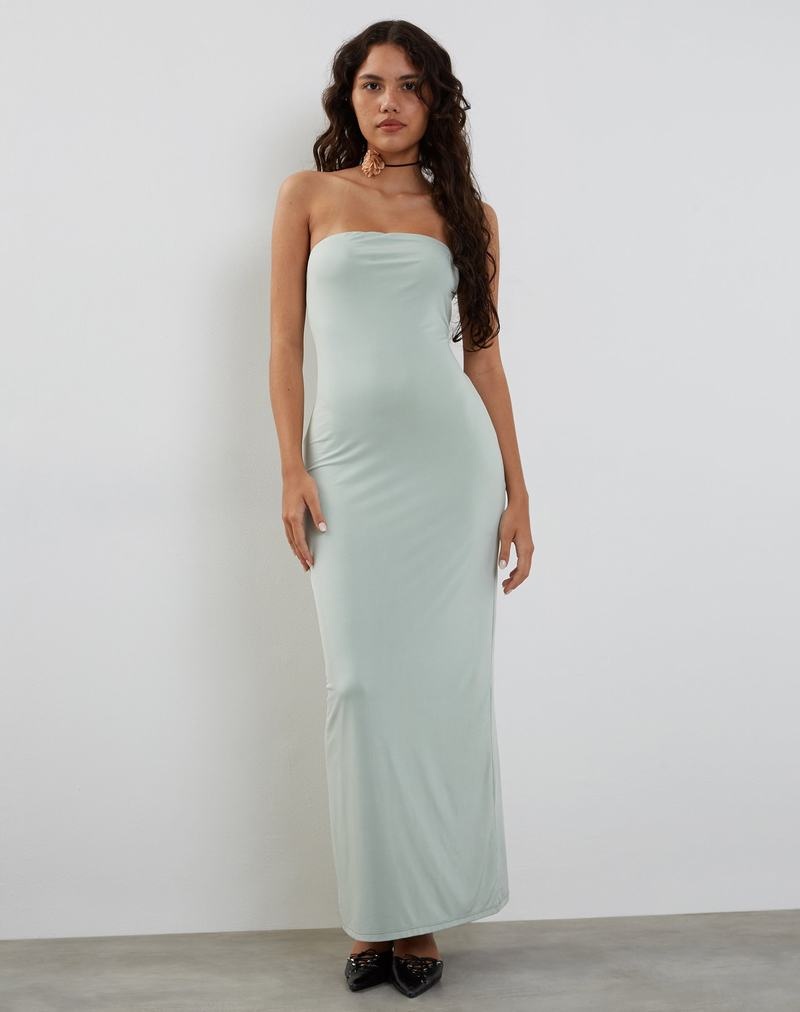 Motel Rocks Annalise Bandeau Slinky Maxikleid Damen Hellblau | JVD9524DR