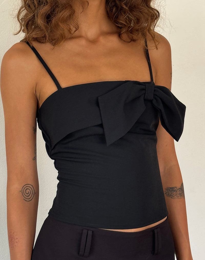 Motel Rocks Antlia Bow Cami Tanktop Damen Schwarz | SQY2085AK