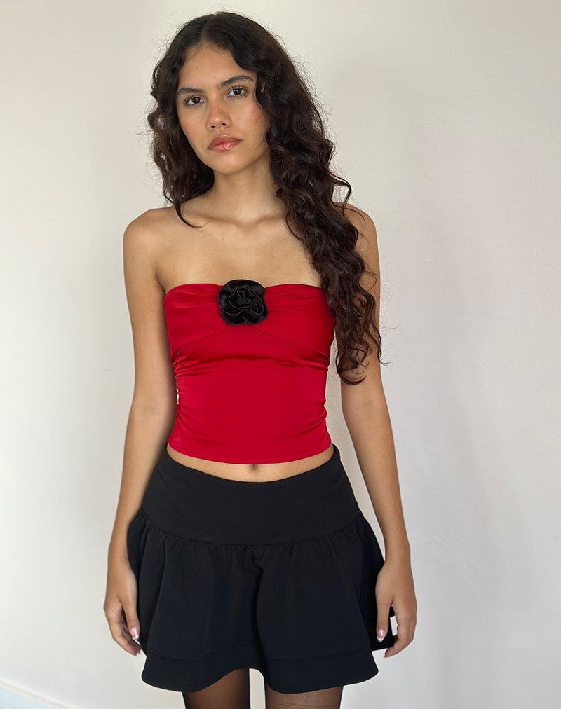 Motel Rocks Astrum Satin Bandeau-Bh Damen Rot Schwarz | EMK4848JY