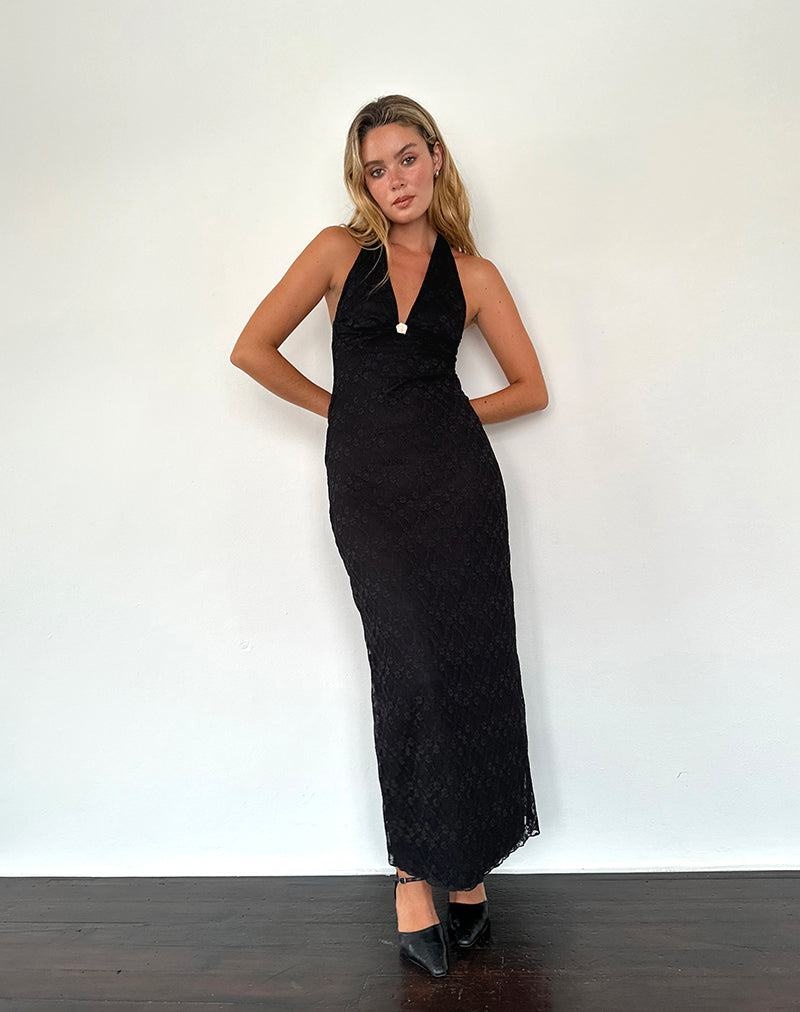 Motel Rocks Atma Halterneck Maxikleid Damen Schwarz | GJQ6387QQ