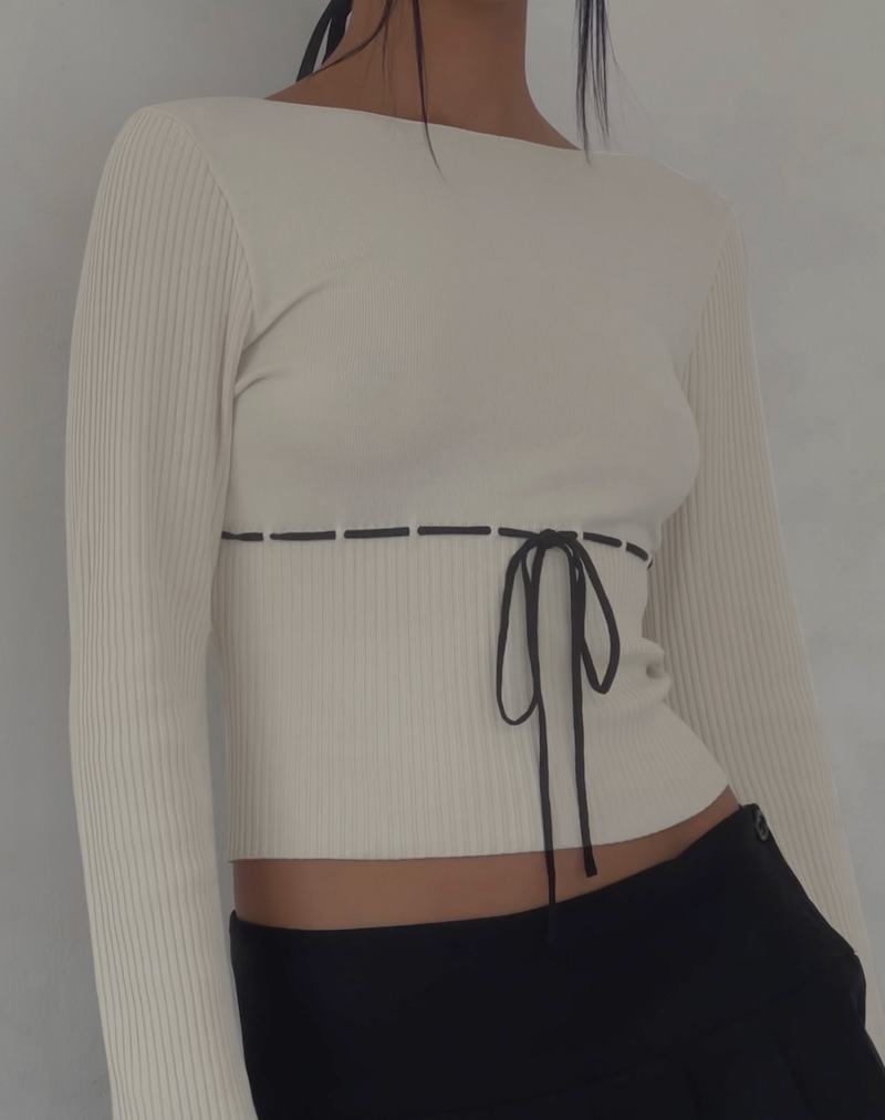 Motel Rocks Awdella Gestrickt Long Sleeve T-shirts Damen Beige | OGS6929KZ