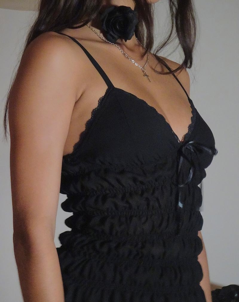 Motel Rocks Axely Shirred Minikleid Damen Schwarz | NIH2761VW